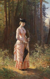 Dame mit Schirm und Zeichenmappe