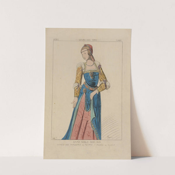 Dame Noble 1500-1510 d'après une tapisserie du temps, Musée de Cluny. XVIe siècle, costumes civils, femmes, Flandre. by Raphaël Jacquemin