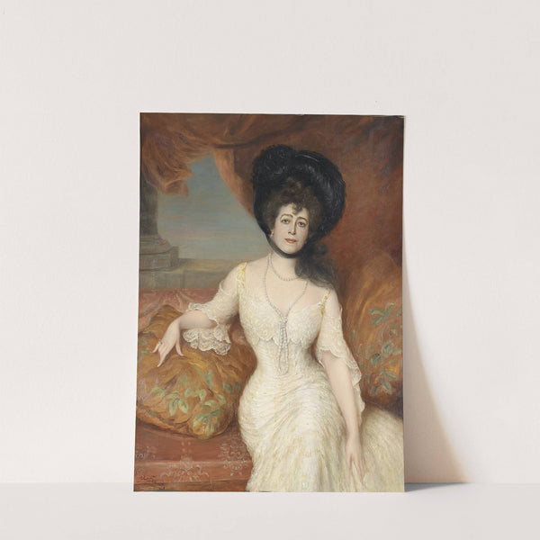 Damenbildnis vor rotem Samtvorhang by Julius Kraut