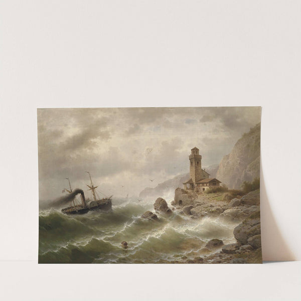 Dampfschiff vor der Küste by Albert Rieger