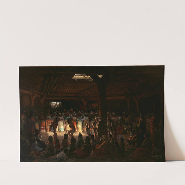 Dance in a Subterranean Roundhouse at Clear Lake, California (1878) by Jules Tavernier