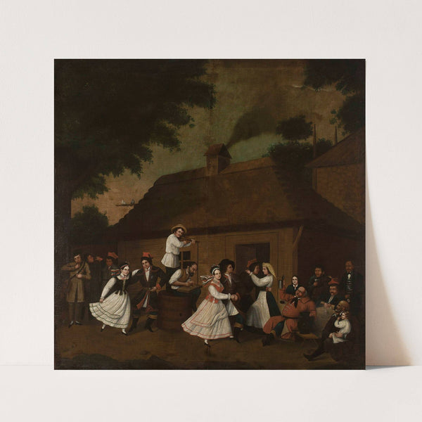 Dancing in front of the village inn by Michał Stachowicz