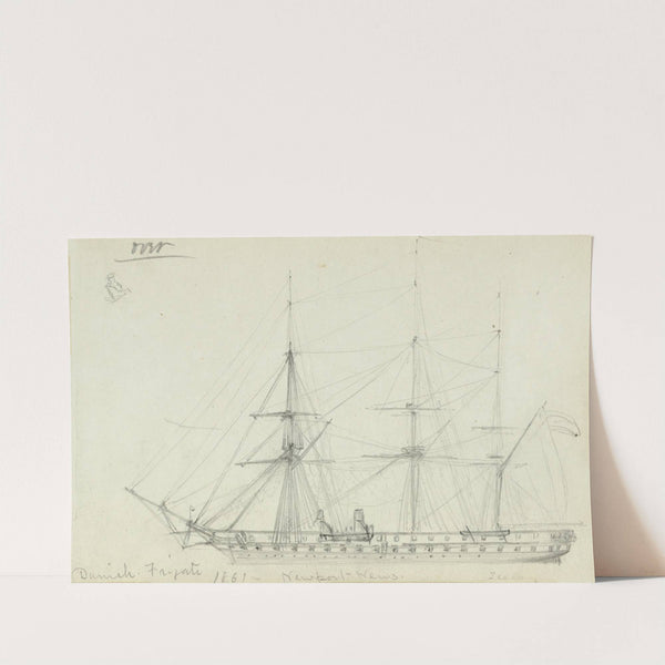 Danish Frigate. 1861. Newport News. Zeeland by Alfred Rudolph Waud