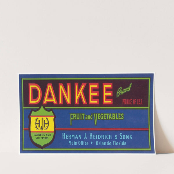 Dankee Brand Fruit and Vegetables Label (1930-1950)