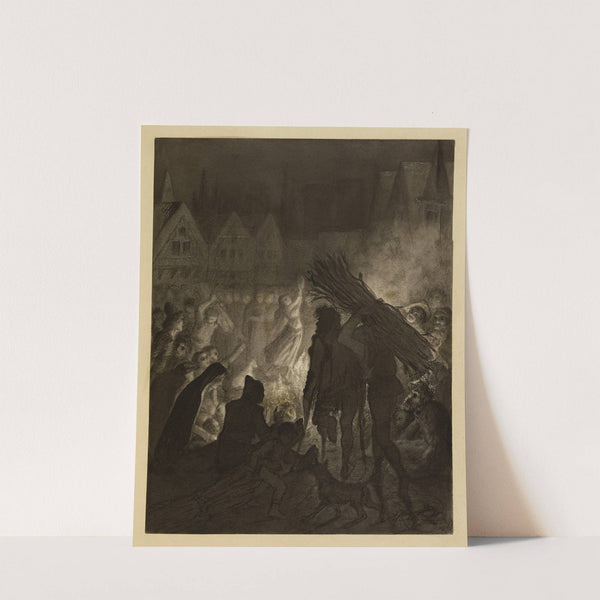 Dans un vaste espace laissé libre entre la foule et le feu, une jeune fille dansait. (1868) by Victor Masson