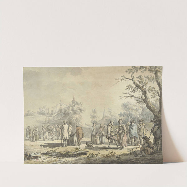 Dansende landlieden en toeschouwers bij een dorp by Jean-Jacques de Boissieu