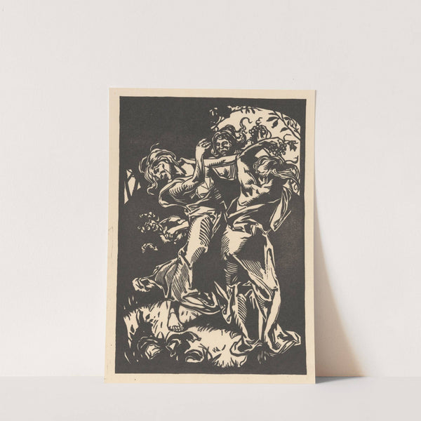 Dansende vrouwen met druiventrossen en sater (1881-1934) by Johannes Josephus Aarts