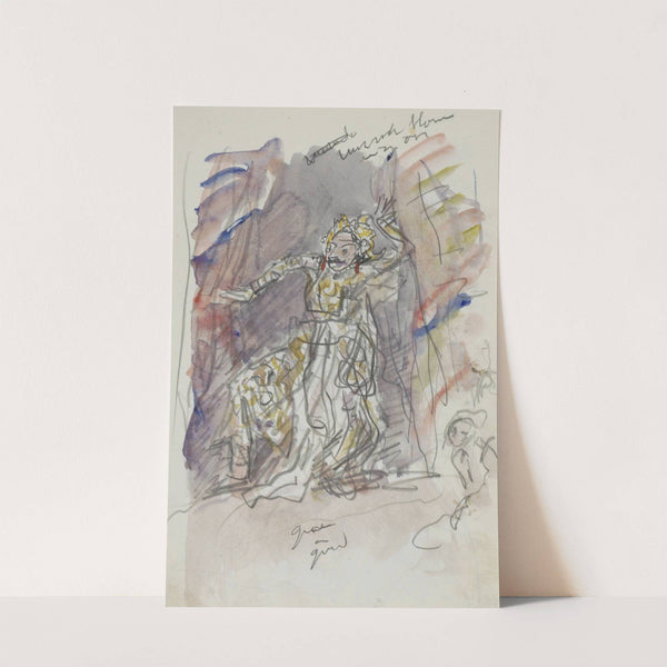 Danser in traditioneel Indonesisch kostuum met masker (1925) by Marius Bauer