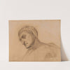 Dante, buste d'homme drapé, tête couverte de trois-quart à gauche by Pierre Puvis de Chavannes