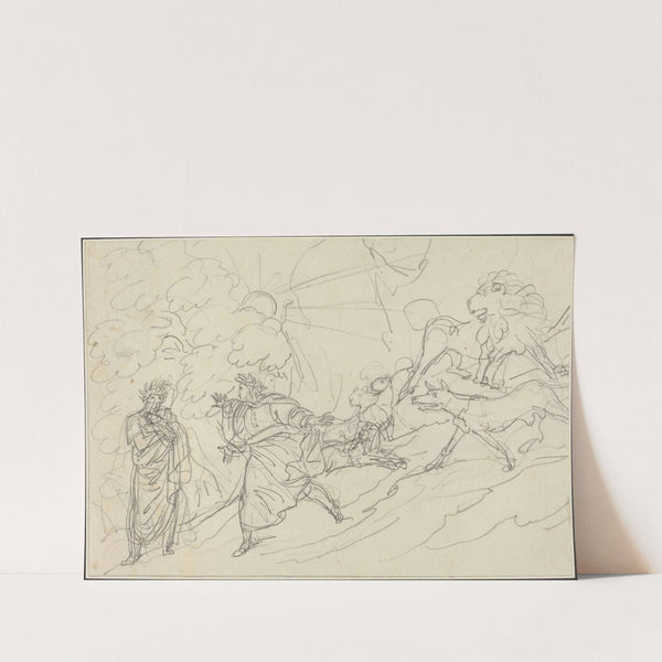 Dante Flees the Wild Beasts and Meets Virgil (1824) by Bartolomeo Pinelli