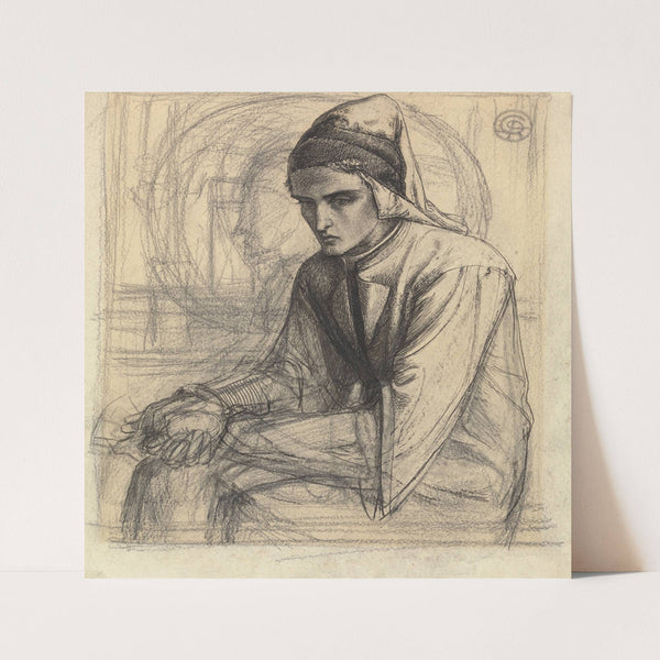 Dante in Meditation Holding a Pomegranate (ca. 1852) by Dante Gabriel Rossetti