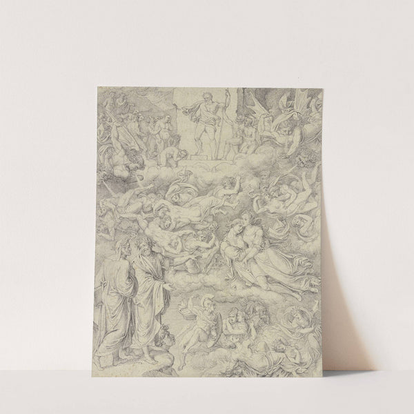 Dante und Vergil erblicken Paolo und Francesca, oben der Höllenrichter Minos by Joseph Anton Koch