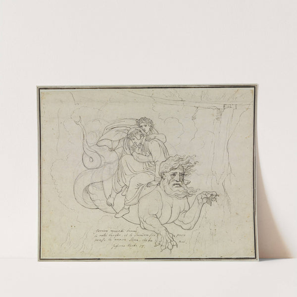 Dante und Virgil auf dem Rücken Geryons (Dante Inferno, Canto 17, V 94) 2 by Joseph Anton Koch