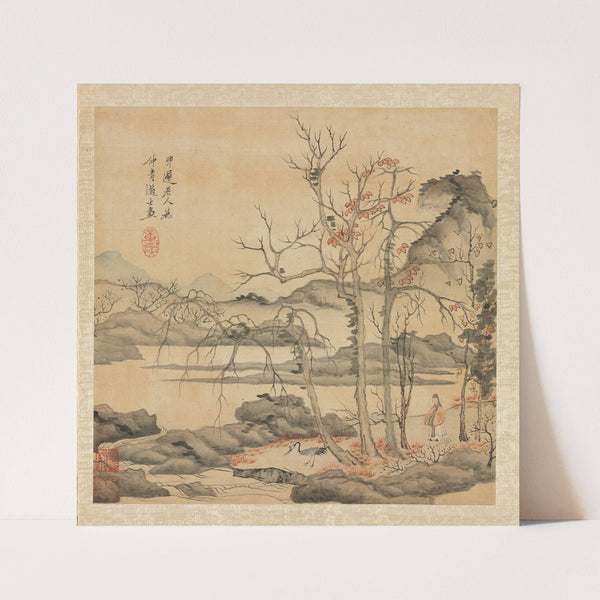 Daoist and Crane in Autumn Landscape (1598-1652) by Chen Hongshou