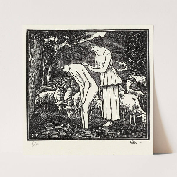 Daphnis wordt gewassen door Cloë (1899) by Lucien Pissarro