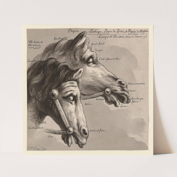 D’après l’antique – Pégase de Persée, et Pégase de Neptune ou bien Lampus et Phaëton, chevaux de l’Aurore (1777-1825) by Jean Jacques Lequeu