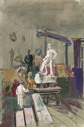 Das Atelier des Bildhauers Karl Stemolak in Wien (1940)