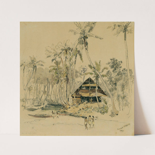 Das Haus des Missionars auf der Insel Puinipet (Ponape), Caroline Islands (1858) by Joseph Selleny