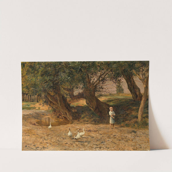 Das kleine Gänseliesel unter Weiden by Carl Rudolf Huber