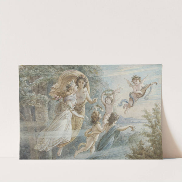 Das schwebende Königspaar Oberon und Titania, begleitet von weiteren Elfen by Leopold Bode