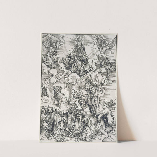 Das Tier mit den Lammhörnern, aus der Folge der Apokalypse, Einzeldruck vor dem Text (ca. 1496 – 1497) by Albrecht Dürer