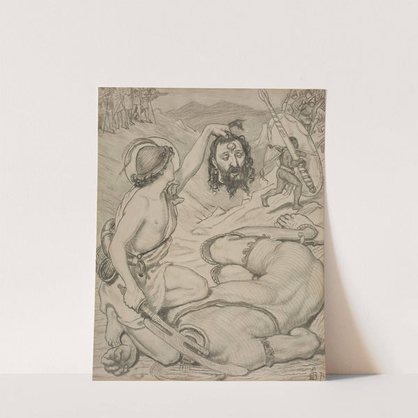 David and Goliath, Cartoon for Stained Glass Window at Jesus College, Cambridge (1872) by Ford Madox Brown