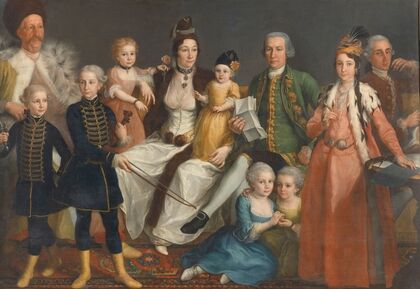 David George van Lennep (1712-97), Senior Merchant of the Dutch Factory at Smyrna, and his Wife and Children