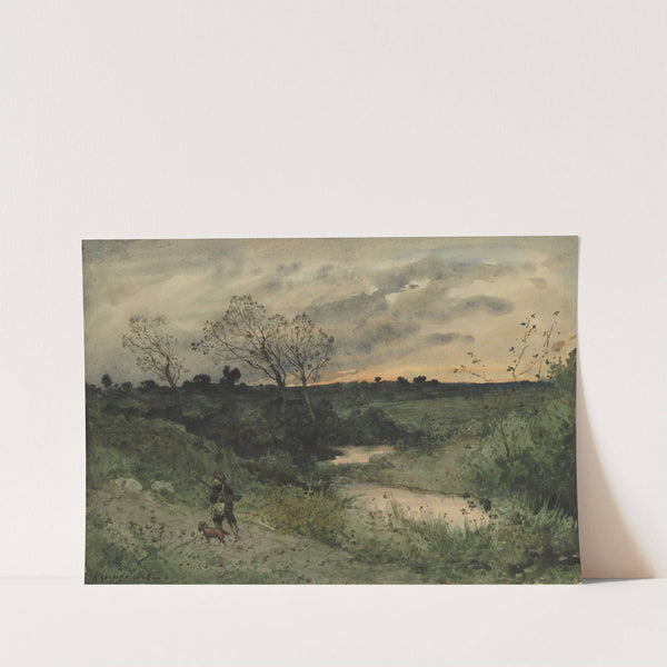 Dawn—Hunter with Dog (1882) by Henri-Joseph Harpignies