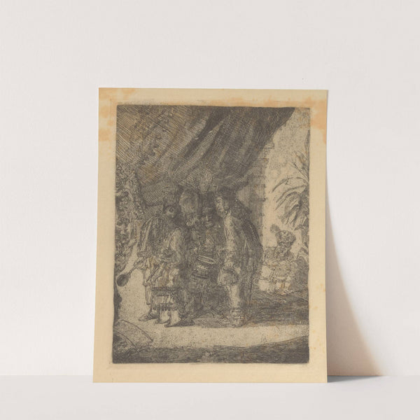 De beroemde Perzische geneesheren Iston, Pouffamatus, Cracozie en Transmouffe onderzoeken de stoelgang van koning Darius na de slag van Arabela by James Ensor