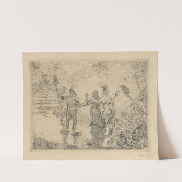De duivels Dzitts en Hihanox leiden Christus naar de hel by James Ensor