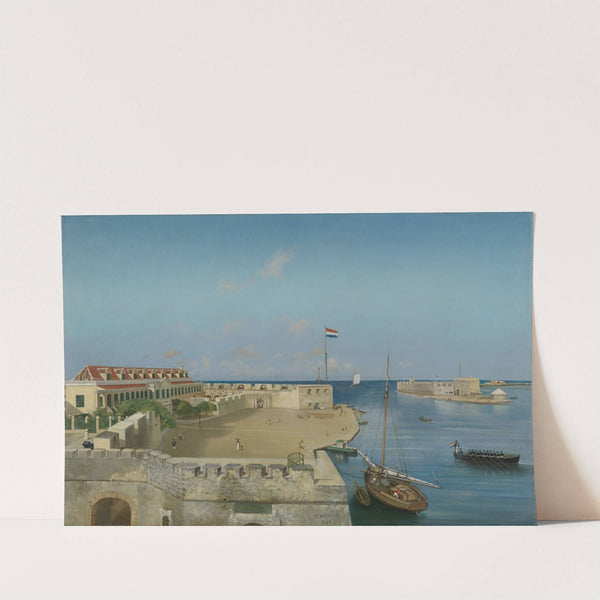 De haveningang van Willemstad met het Gouvernementspaleis by Prosper Crébassol