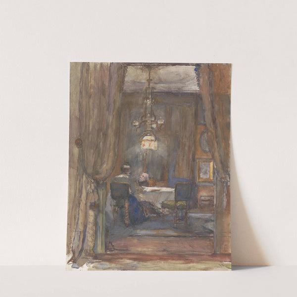 De huiskamer aan de Riouwstraat te Den Haag, bij avond by Barbara Elisabeth van Houten