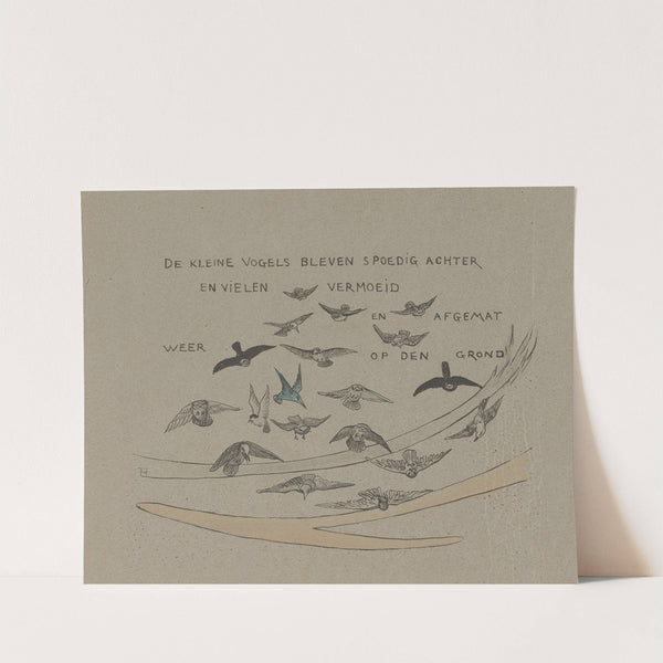 De kleine vogels bleven spoedig achter en vielen vermoeid en afgemat weer op den grond by Theo van Hoytema