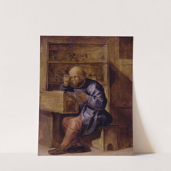 De proeflezer Cornelis Kiel aan het werk (1600-1651) by Adriaen van de Venne