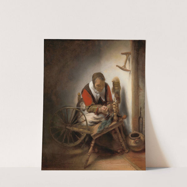 De spinster by Nicolaes Maes