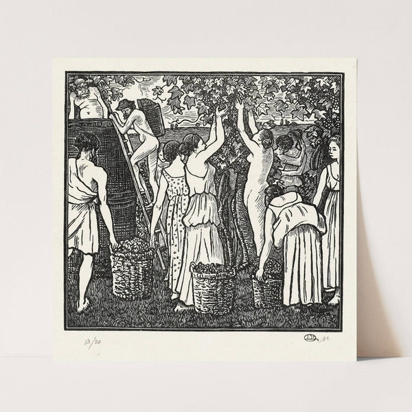 De wijnoogst (1899) by Lucien Pissarro