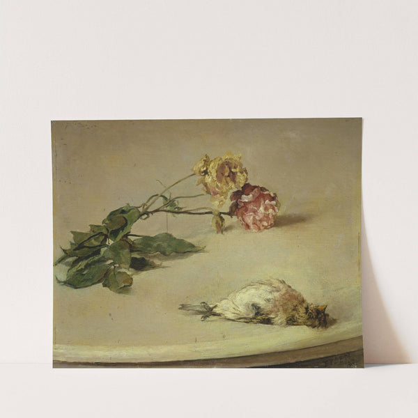Dead Bird and Two Roses on a Table Board by Louis Eysen