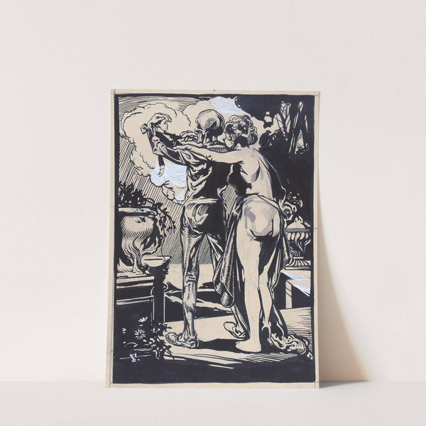 Death, holding a puppet, and a naked woman by Johannes Josephus Aarts