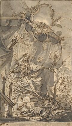 Death on a Canopied Throne (Design for a Title Page)