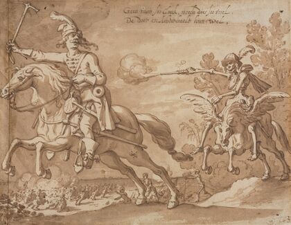 Death on Horseback Chasing a Flying Knight