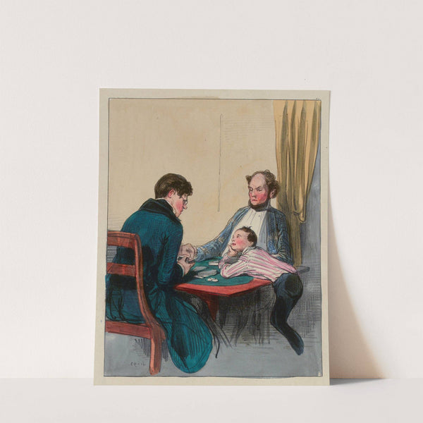 Décidement, mon cher ami, vous n’êtes pas de force au piquet je vous enfonce. Oui mais comme Papa vous a bien enfonc (1838-1840) by Paul Gavarni