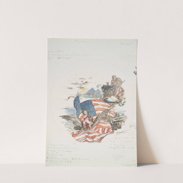 Décor de plat (Le vieux monde et la jeune Amérique) (1866 - 1878) by Félix Bracquemond