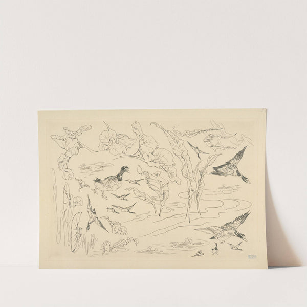 Décor de service de toilette; canards et grandes feuilles. (1866 - 1878) by Félix Bracquemond