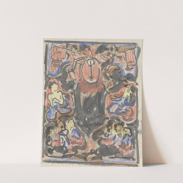 Decoratief ontwerp met bovenaan twee herauten (1874) by Carel Adolph Lion Cachet