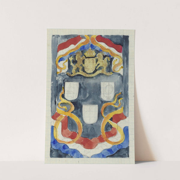 Decoratief ontwerp met het rijkswapen, vlaggen en vaandels (1874 - 1945) by Carel Adolph Lion Cachet