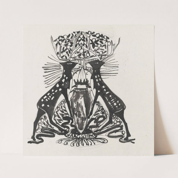 Decoratief ontwerp met twee staande herten (1874) by Carel Adolph Lion Cachet