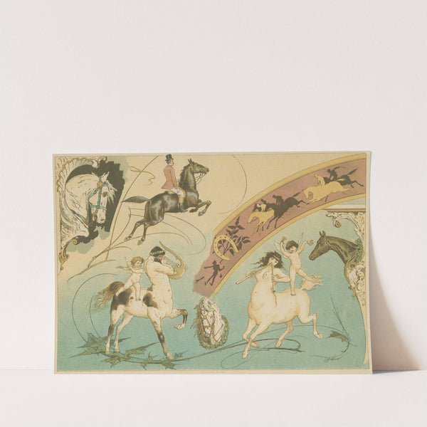 Decorative design with centaurs, cherubs, horses and horseback riders (1889 - 1928) by Fedor Flinzer