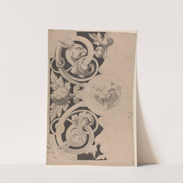 Decorative Design with Heads of a Cat, Hare and Goose by Alfred George Stevens