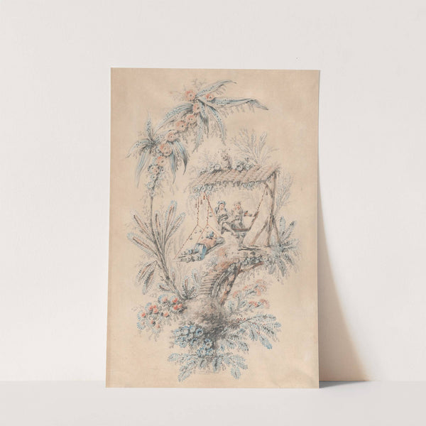 Decorative Fantasy with Exotic Figures in a Tree House by Jean-Baptiste Pillement