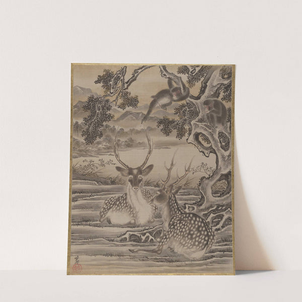Deer and Monkeys (ca. 1887) by Kawanabe Kyōsai